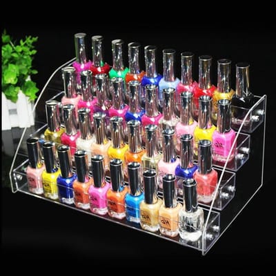 Nagellak Display Organizer - Acryl Make-up Stand - Nagellak Presenteren - Transparante Lagen Ladder - 31 cm Lengte - Transparant