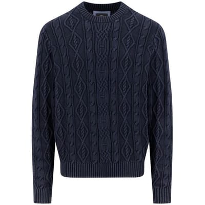 Fynch-Hatton Trui Mock-Neck Coastal Cable Navy / male