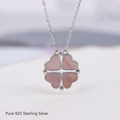 925 Sterling Zilver Vrouwelijke Klassieke Sieraden Ketting Kan Worden Gesplitst in 4 Hart Hanger Ketting Vrouwen 2 Draagopties 45cm gray