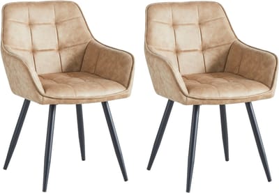 Colenis® - Oriana Eetkamerstoel - Set Van 2 - Sand - Microfiber Stof - Industrieel