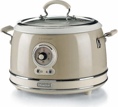 Ariete 2904/03 - Vintage Slowcooker - XL Rijstkoker - 3.5 Liter inhoud - 700 Watt - warmhoudfunctie - Beige