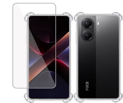 TechNow Hoesje + Screenprotector geschikt voor Poco X7 Pro – Tempered Glass - Extreme Shock Case Transparant