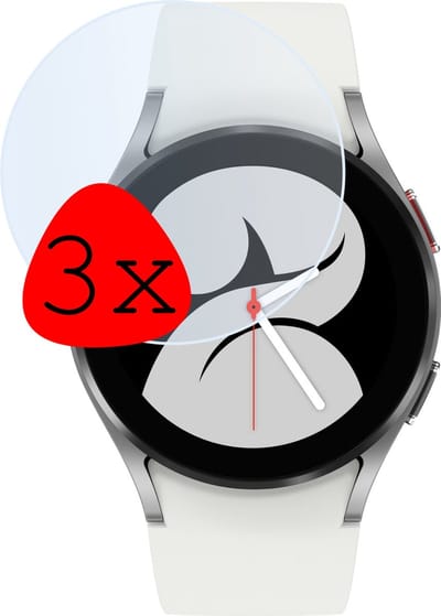 Screenprotector - 3 Stuks Geschikt voor Samsung Galaxy Watch 4 44 mm - Extra Sterk - Tempered Glass - Gehard Glas - Beschermglas Screen Cover - Bescherm Protector voor Smartwatch