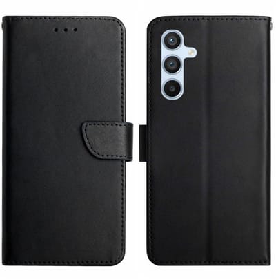 Coverup Hoesje - Geschikt voor Samsung Galaxy A37 Hoesje - Coverup Genuine Leather Book Case - Echt Leder - Zwart