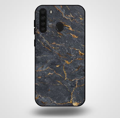 Smartphonica Telefoonhoesje voor Samsung Galaxy A21 met marmer opdruk - TPU backcover case marble design - Goud Grijs geschikt voor Samsung Galaxy A21