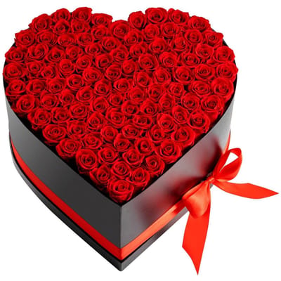 Forever Flowers, 100 Bewaarde Rozen in een Hartvormige Doos, Eeuwige Bloemen Onsterfelijk Boeket Verjaardagscadeau voor Vrouwen Haar Vrouw Moeders, Jubileum,