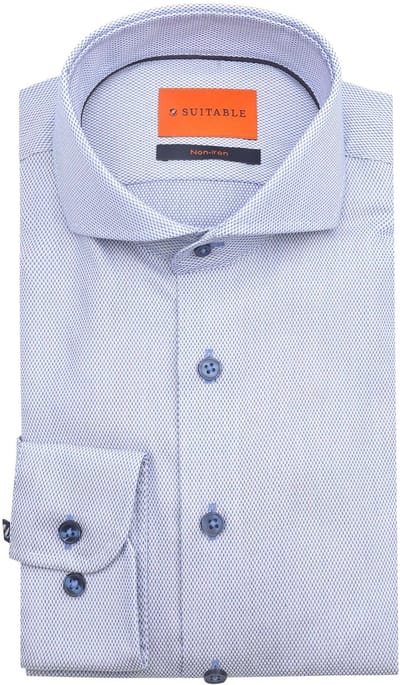 Suitable Overhemd Jacquard Luxe Blauw - Maat 40 - Heren - Casual Shirt