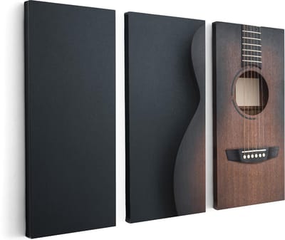 Artaza Canvas Schilderij Drieluik Gitaar - 120x80 cm - Wanddecoratie Woonkamer - Schilderijen - Muurdecoratie