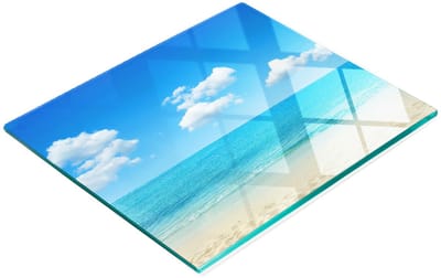 Multifunctionele decoratieve glazen snijplank voor de keuken, thema Paradijs en Strand, 60x52 cm
