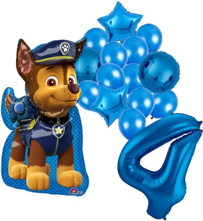 Paw Patrol Chase ballonnen pakket - 58x78cm - Folie Ballon - 4 jaar - Themafeest - Verjaardag - Ballonnen - Versiering - Helium ballon