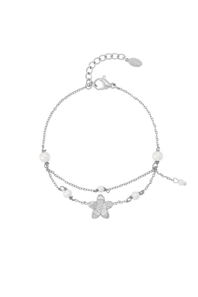 Goudlief Dubbele moeite bloem armband - Zilverkleur - Roestvrij staal - Verkleurt niet - Cadeau - Goudlief.nl