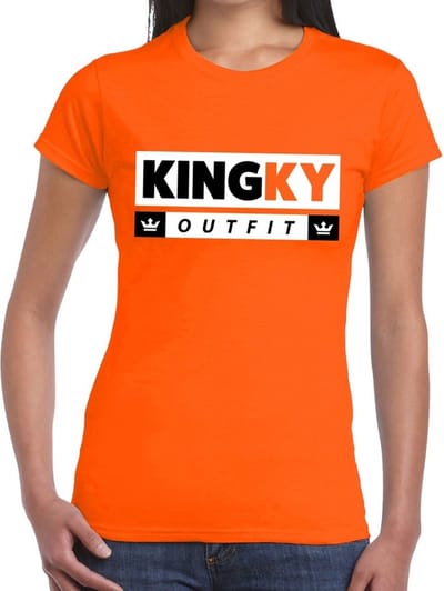 Oranje Kingky outfit t- shirt - Shirt voor dames - Koningsdag kleding XS