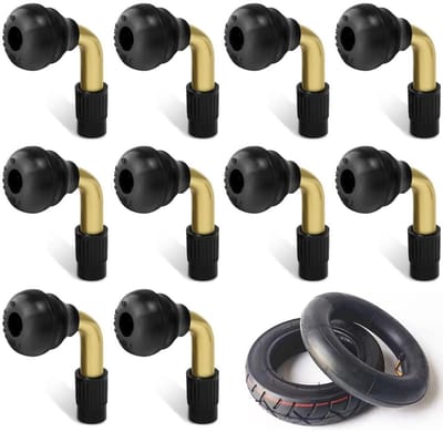 Dailygoods- Bandenventiel 90 graden - Tubeless Ventiel - Messing - Voor Motorfietsen/Scooters - Set van 10 Stuks - Geschikt voor Auto's/Fietsen