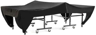 Tafeltennistafelhoes – Biljartlaken - Stofhoes van oxfordstof voor tafeltennistafels - Waterafstotend, weerbestendig, stevig vinyl met zachte voering - Elastische zoom en gespbanden - 210D Oxford-stof - 110" B x 60" D x 30" H - zwart