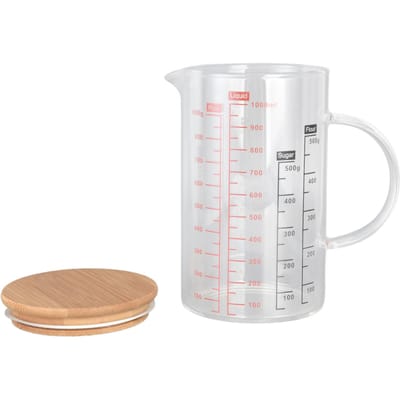 Glazen Maatbeker V-vormige Tuit Duidelijke Schaal Comfortabele Grip Borosilicaatglas Koffiekopjes 1000ml