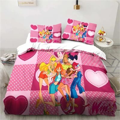 3D Print Winx Saga Club Beddengoed Set Dekbedovertrek Bedset Quiltovertrek Kussensloop Dekbed King Queen Size Jongens Volwassenen Beddengoed Set 70x133cm 2pcs