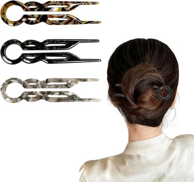 Elegante Franse Haarspelden voor Vrouwen - 3 Stuks U-vormige Haarclips voor Fijn Haar en Updo Hairstyling