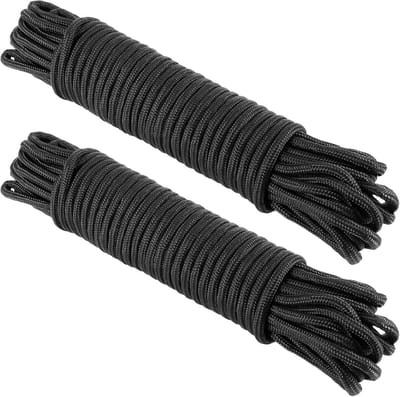 2 Stuks Zwaar Touw Zwart 20 Meter Sterk Nylon Koord 8mm