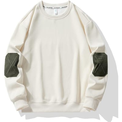 Trui Heren Lente Nieuw Ronde Hals Kleurcombinatie Trend Los en Comfortabel Ademend Basishemd 4XL beige