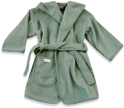 Gepersonaliseerd badjasje stone green met naam geborduurd 1-2 jaar