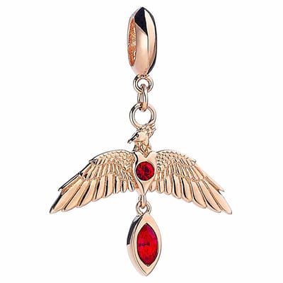 The Carat Shop - Harry Potter - Zilveren Fawkes Schuifbedel met Roségoud en Kristallen