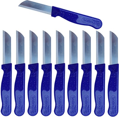 Solingen Schilmesje Robuust Handvat – RVS Glad – 16 cm met Blade Cover – Paars Glitter – 10 stuks