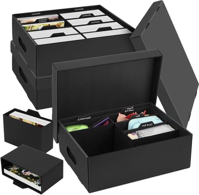 Opbergdozen Foto's - Bewaarbox Set - Foto's Sorteren - Inclusief Binnenboxen - 3 Stuks - Zwart