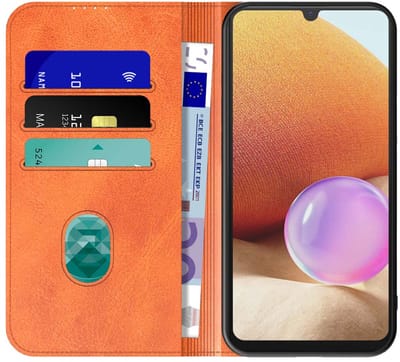 Geschikt voor Samsung Galaxy A32 5G Telefoonhoesje Bruin Kunstleer Met Magnetische Sluiting - Portemonnee BookCase Met Pasjeshouder - ProtX