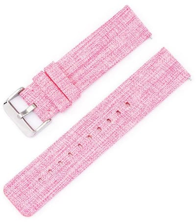 Nylon bandje - geschikt voor Garmin Venu (2 Plus) / Venu SQ (2) / Vivomove (Style - Sport) / Vivoactive 3 / 5 / 6 / Forerunner 55 / 165 / 245 / 645 / 570 - 42mm - gesp - roze zilver