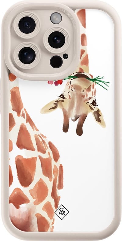 Casimoda® hoesje - Geschikt voor iPhone 13 Pro - Giraffe - Effen telefoonhoesje met lensbescherming - Siliconen/TPU - Backcover - Bruin/beige