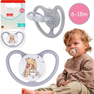 DISNEY Winnie de Poeh NUK Air-troostfopspeen, orthodontische siliconenfopspeen voor baby's 6-18m + etui