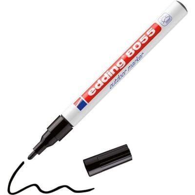 edding 8055 outdoor marker zwart - 1-2mm ronde punt - 1 stuk - weerbestendig en voor bijna alle oppervlakken buiten
