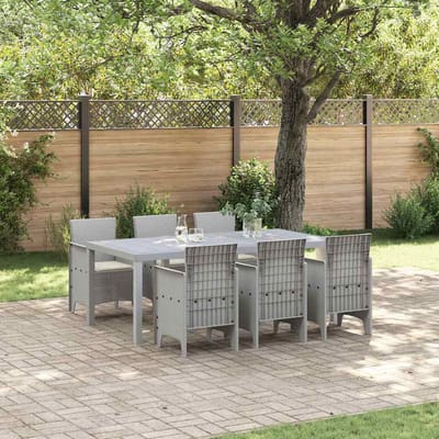 vidaXL - Tuin - Eettafel - Set - 7 - st - Lichtgrijs - Polypropyleen