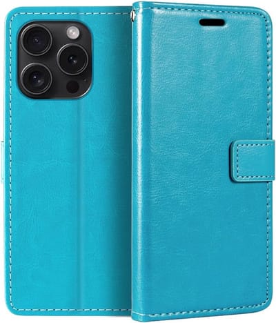 Portemonnee Book Case Hoesje Geschikt voor: iPhone 15 Pro - Turquoise