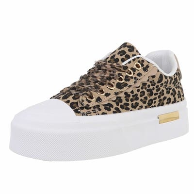 ZoeZo Design - sneakers - bruin/beige - panter - luipaard - met extra veters - veters panter zijde & gewone witte veters - maat 36 - zoolhoogte 4/5 cm - nieuwe collectie