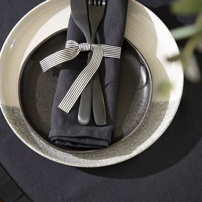 WOW servetten 45x45 cm – essence midnight – 65% katoen, 35% linnen – set van 4 – zwart tafellinnen