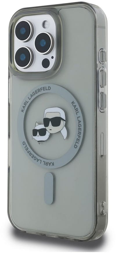 Karl Lagerfeld, Beschermhoes Geschikt voor Apple iPhone 16 Pro IML K en CH MagSafe Compatible, Doorzichtig zwart