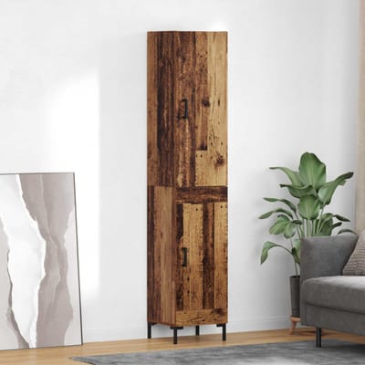 vidaXL - Highboard - Oud - Hout - 34,5 - x - 34 - x - 180 - cm - Bewerkt - hout