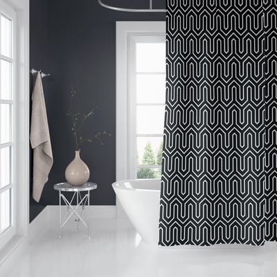 Casabueno - Douchegordijn Zwart - Waterdicht & Sneldrogend – 180x200 cm – Anti-Schimmel, Wasbaar & Duurzaam – Zwart– Badkamer Shower Curtain