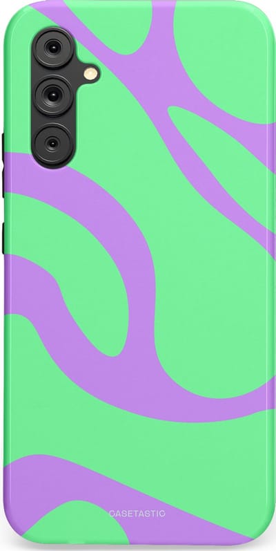 Casetastic Hoesje Geschikt voor Samsung A34 (5G) - Stijlvolle Beschermende Duo-layer Case - Pastelgolven Mint-Lila