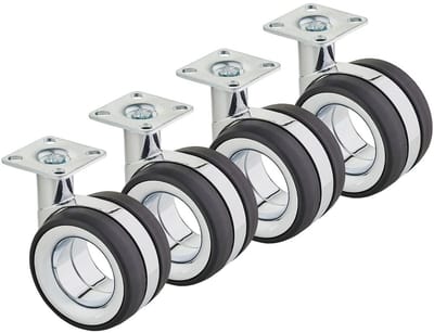 Set van 4 Zwenkwielen Ø 75 mm - Hoogte 98,5 mm - Montageplaat 47x47 mm - Draaibaar en Stijlvol