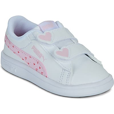 Puma Smash 3.0 Hearty V INF meisjes sneakers wit roze