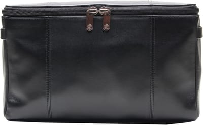 Esquire Leren Utensil zak Spa Cosmetic Bag Black Zwart