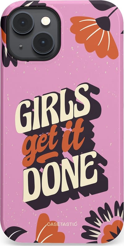 Casetastic hoesje geschikt voor Apple iPhone 14 - MagSafe - Dubbellaagse bescherming - Girls get it done - Fashion Case - Lila Donkergrijs Terracotta
