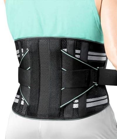 Rugsteunriem met 8-voudige lendensteun, 3D-pad en massage, ademende rugbandage voor rugpijn - Blauw - Maat S