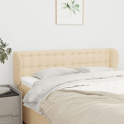 vidaXL - Hoofdbord - met - randen - 147x23x78/88 - cm - stof - crèmekleurig