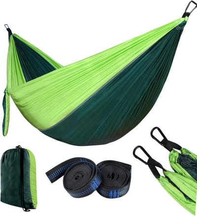 Verstelbare Camping Hangmat 270x140cm - Ultralichte Nylon Hangmat met Riemen voor Tuin, Buitenactiviteiten en Wandelen