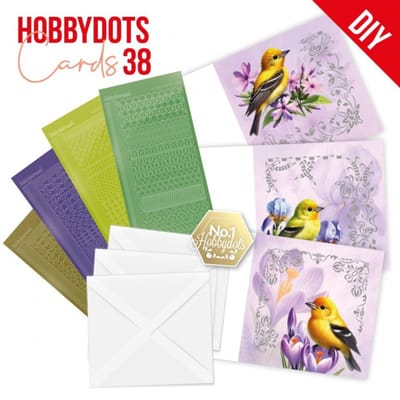 Hobbydots Cards 38 - Spring Birds - Incl. Hobbydots stickers - Met de Dot and Do Cards maak je eenvoudig drie stijlvolle, handgemaakte kaarten - Gratis verzonden