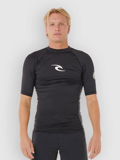 2026 Rip Curl Heren Waves Perf Short Sleeve Lycra Vest - Black