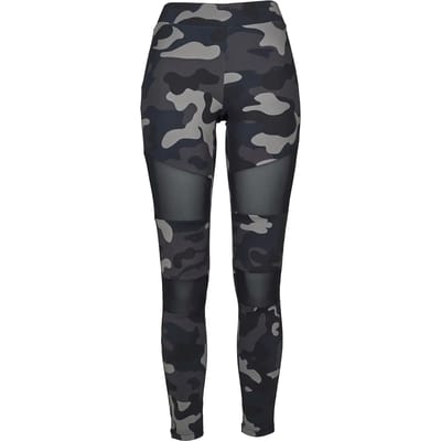 Urban Classics Camo Tech Mesh Dames Legging - donkercamouflage/zwart - XXL